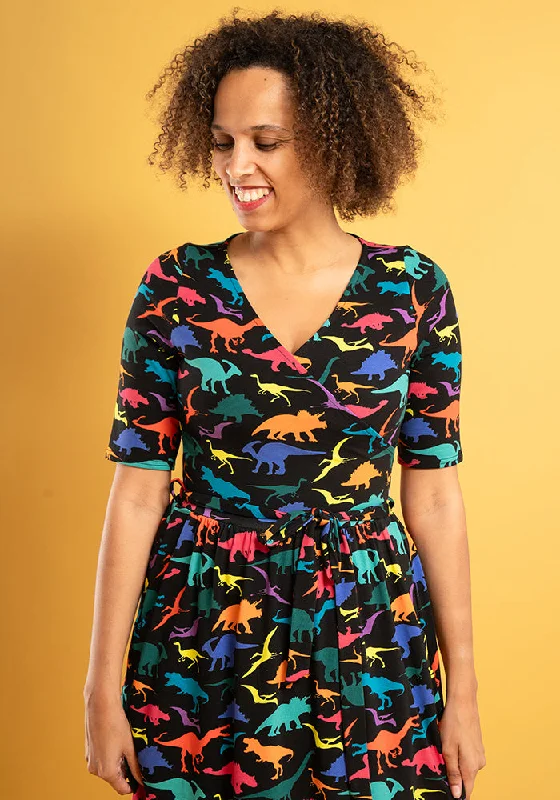 Adelphi Multicoloured Dinosaur Print Cotton Midi Dress