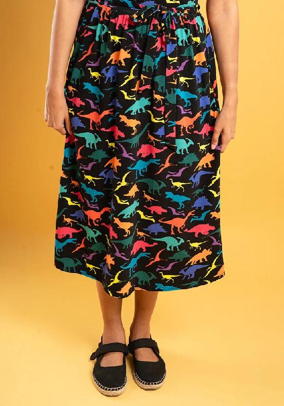 Adelphi Multicoloured Dinosaur Print Cotton Midi Dress