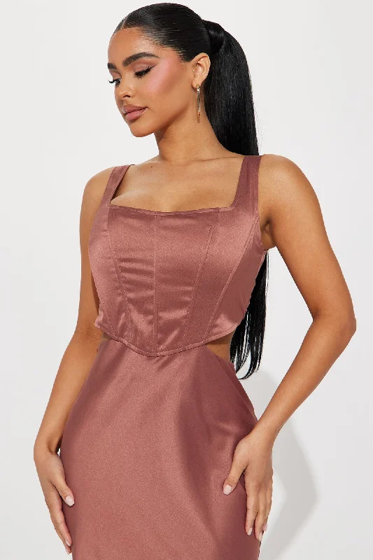 Cara Satin Corset Maxi Dress - Mauve