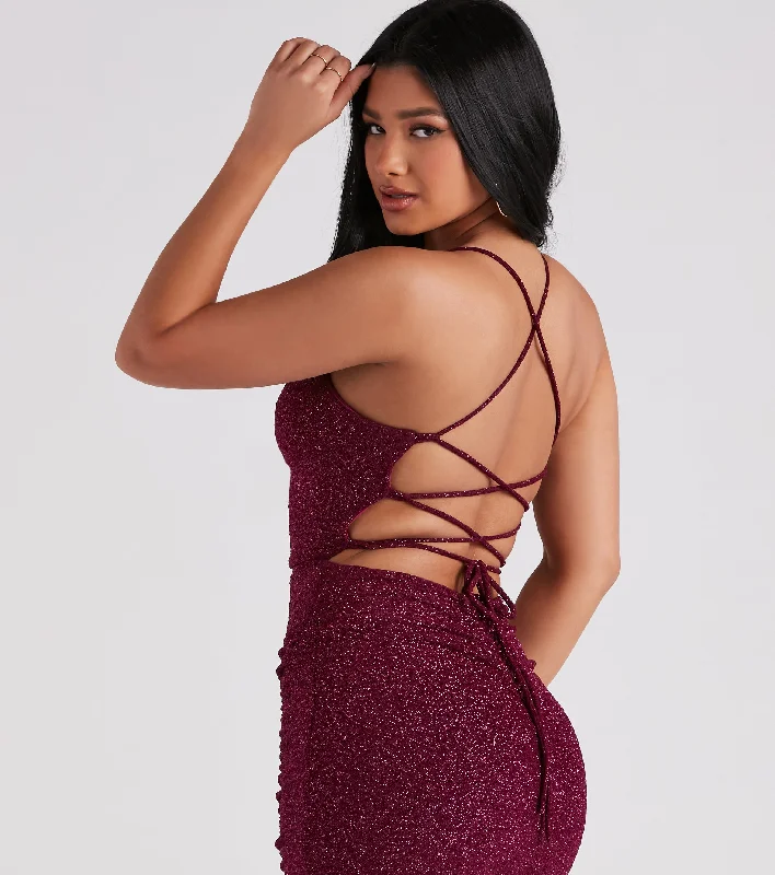 Gigi Formal Glitter Slit Midi Dress