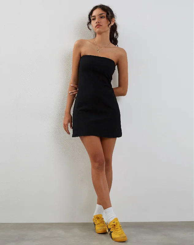 Jeriah Bandeau Mini Dress in Black