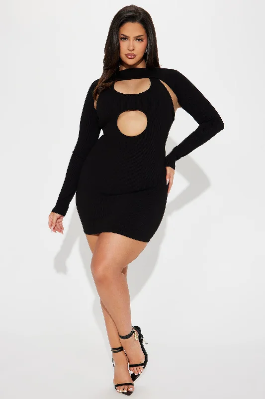 Karah Snatched Mini Dress - Black