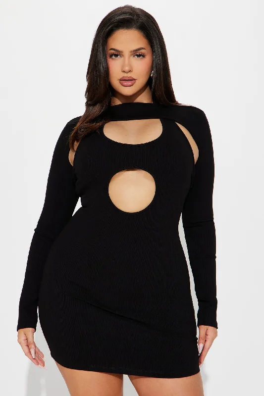 Karah Snatched Mini Dress - Black