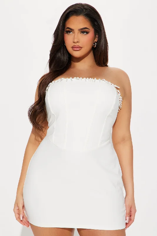 Opulent Ivory Micro Mini Dress - White