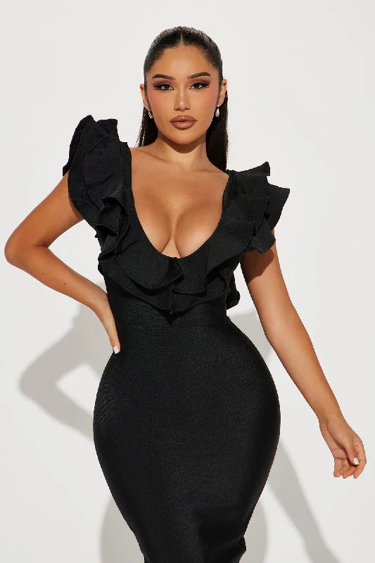 Pixie Bandage Midi Dress - Black