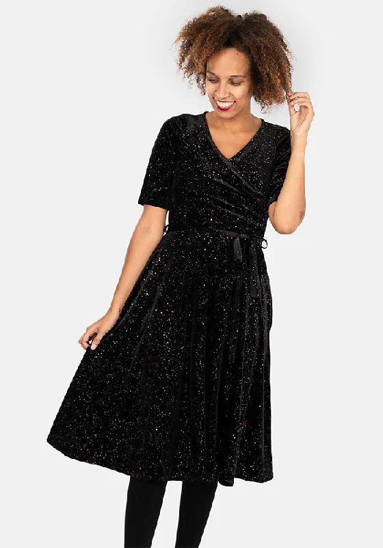 Pixie Black & Multicoloured Sparkle Swing Dress