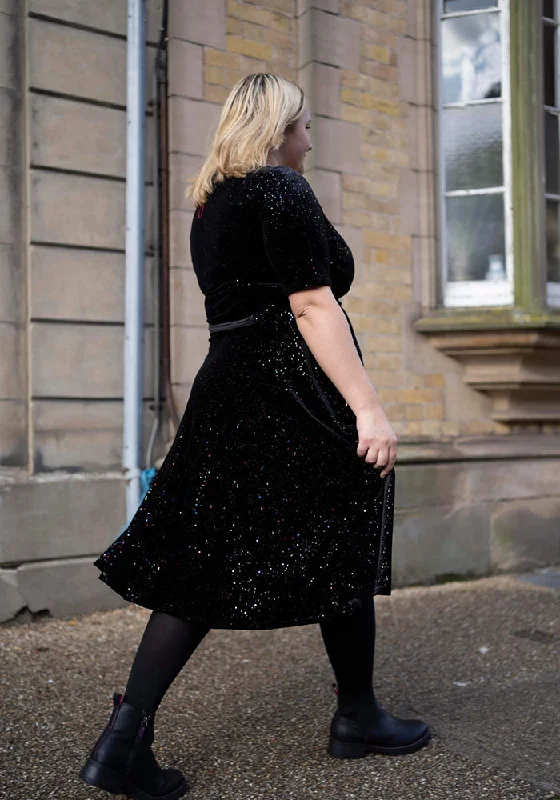 Pixie Black & Multicoloured Sparkle Swing Dress