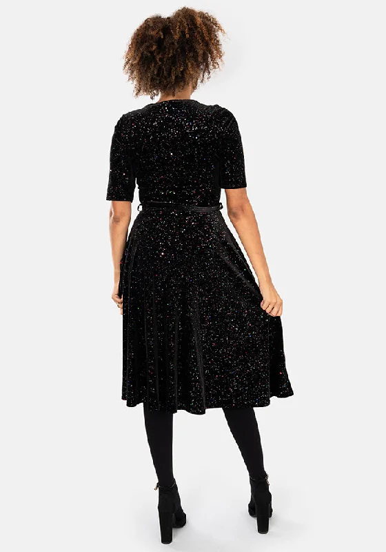 Pixie Black & Multicoloured Sparkle Swing Dress