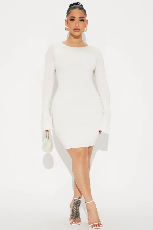 Riley Smooth Double Lined Mini Dress - Off White