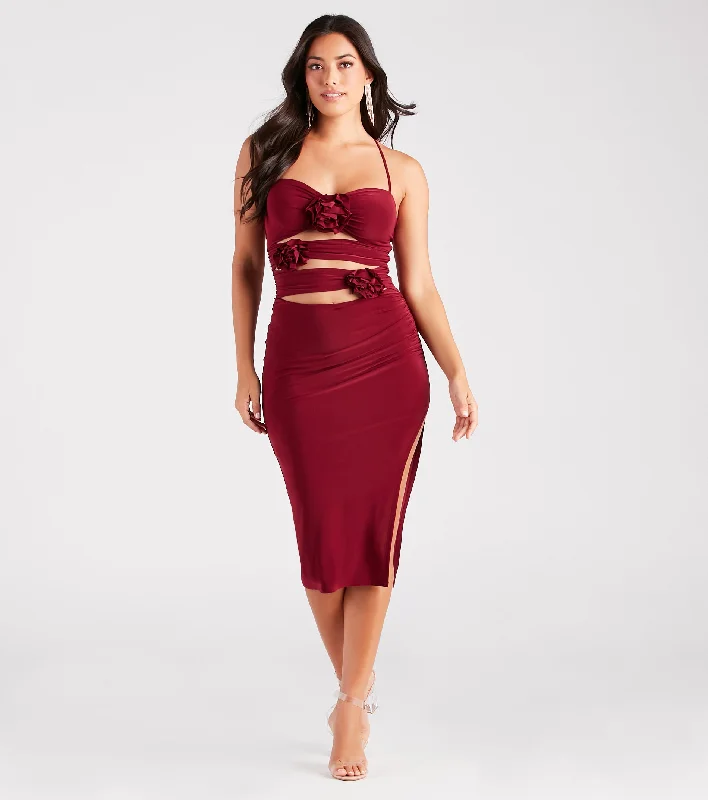 Rose So Sweet Halter Cutout Midi Dress