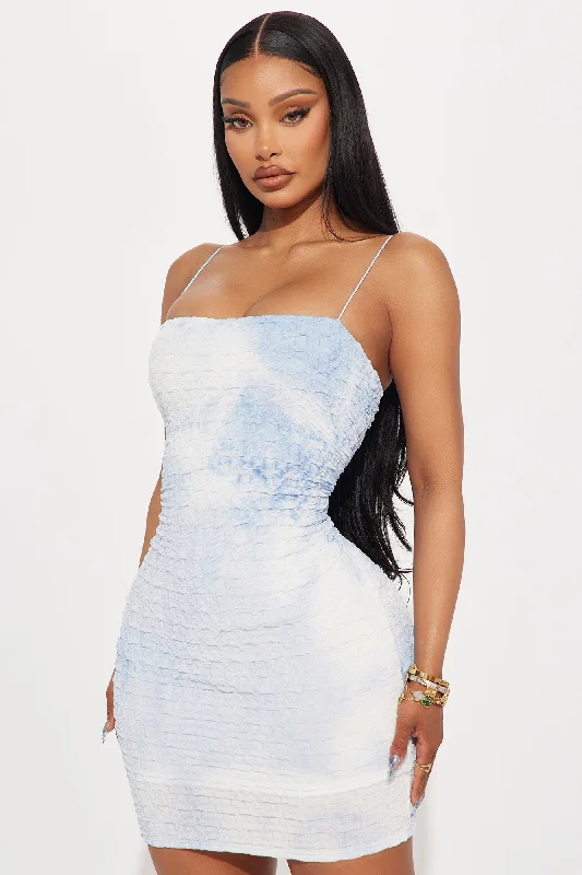 Talia Textured Mini Dress - Blue/combo