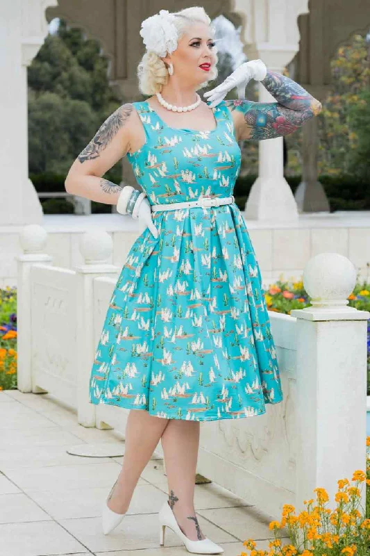 Amanda Turquoise Meerkat Swing Dress