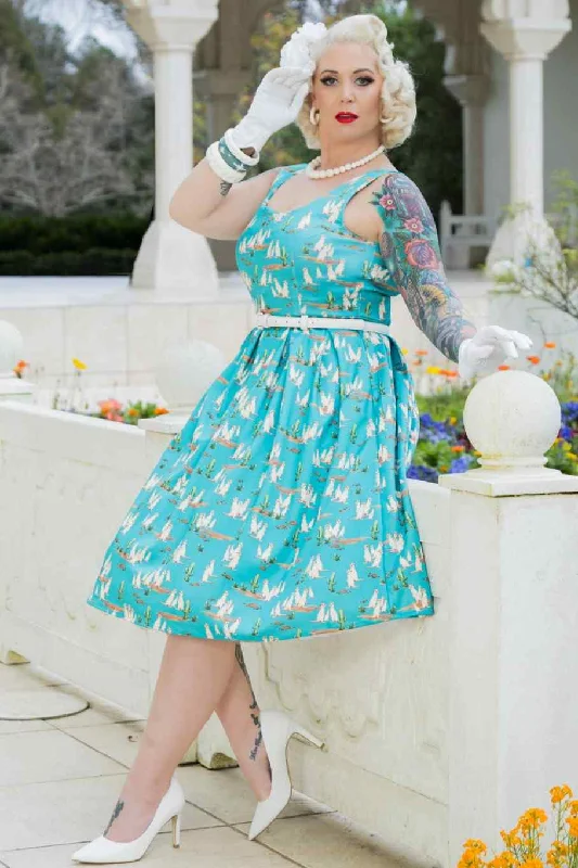 Amanda Turquoise Meerkat Swing Dress