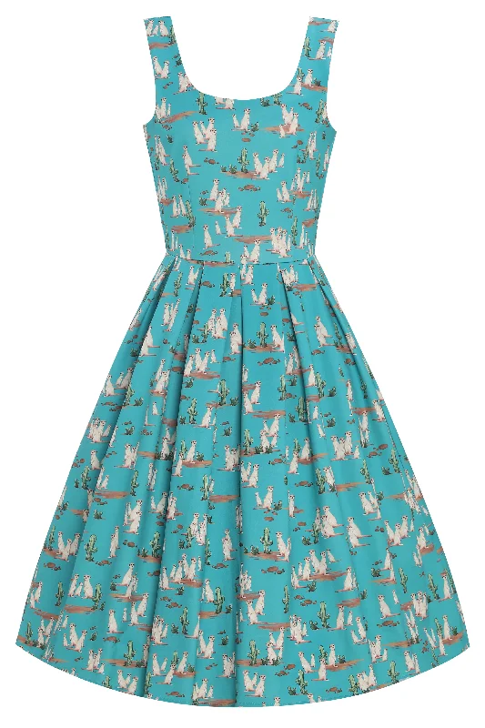 Amanda Turquoise Meerkat Swing Dress