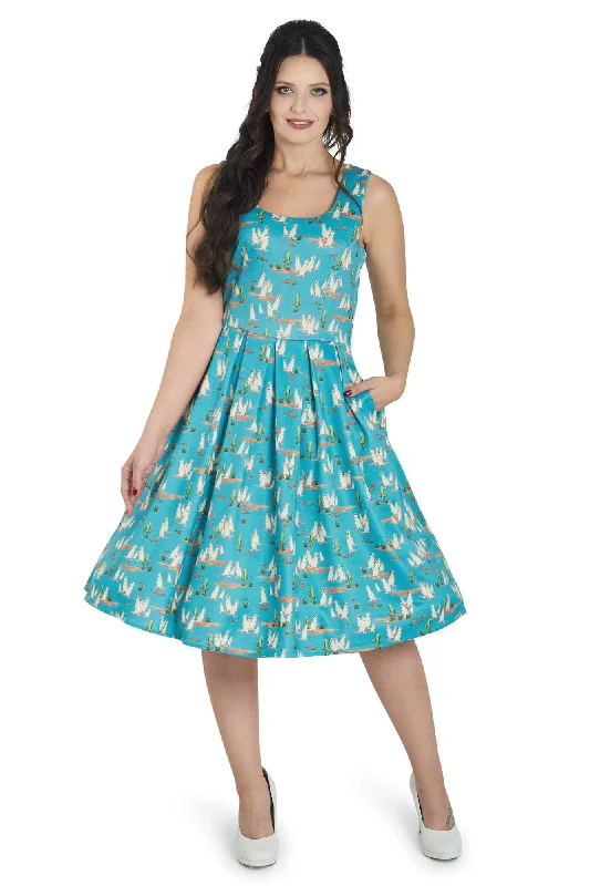 Amanda Turquoise Meerkat Swing Dress