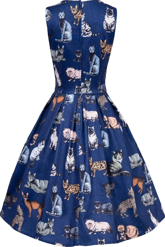 Annie Retro Blue Cat Swing Dress