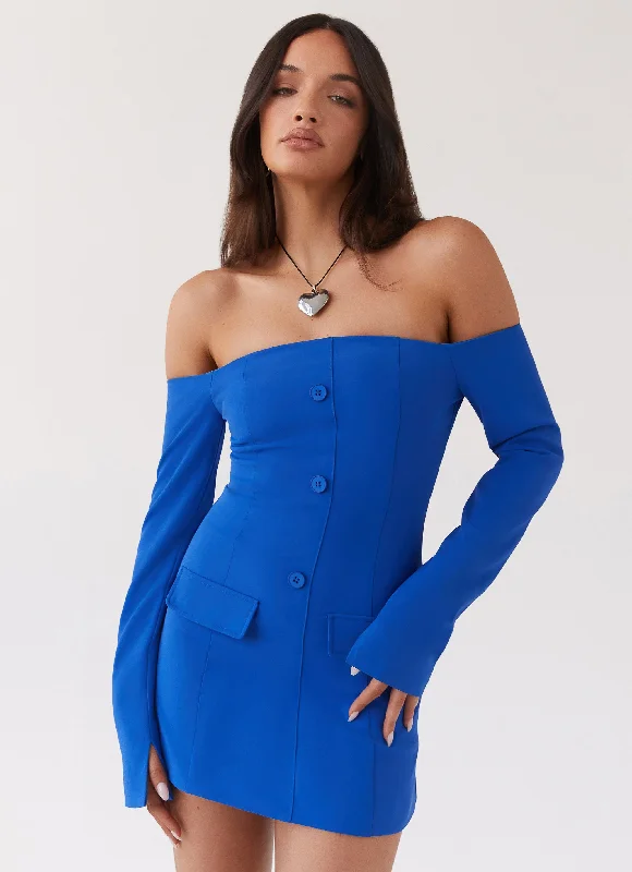 Dominique Blazer Mini Dress - Cobalt