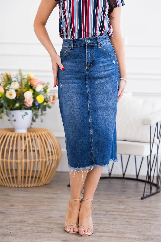 Distressed Denim Skirt