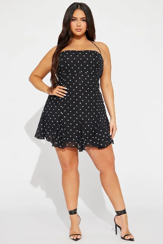 Eloise Chiffon Mini Dress - Black/White