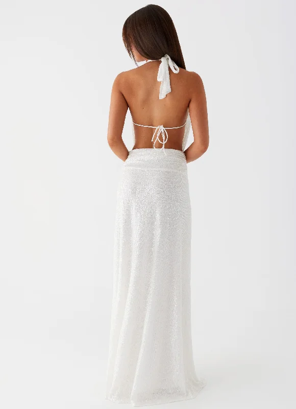 Elysia Sequin Maxi Dress - White