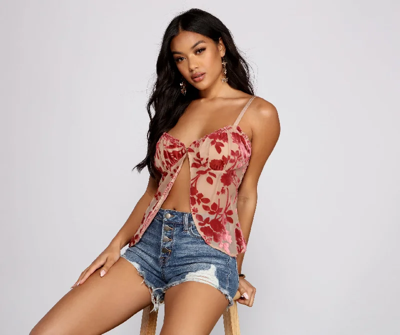 Floral Babe Burnout Babydoll Top