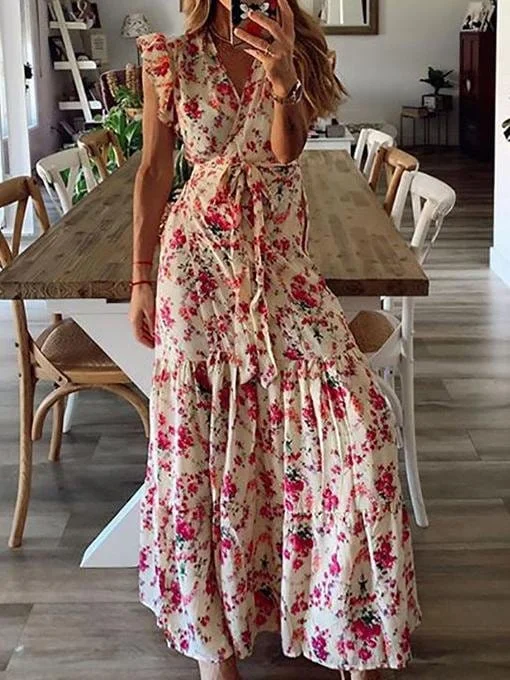 Floral Printed Bandage Maxi Dress