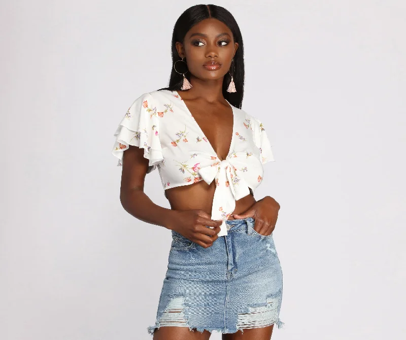 Flutter Baby Tie Front Crop Top