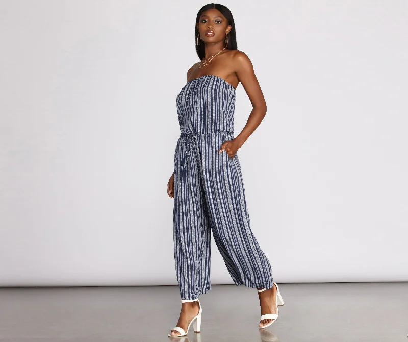 Good Times Strapless Stripe Jumpsuit