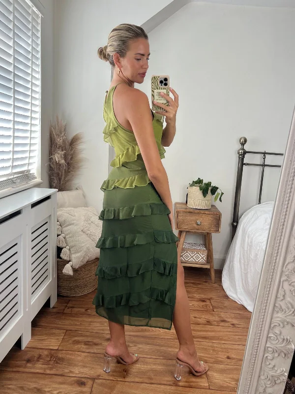 Hattie Frill Halter Maxi Dress / Green Ombre