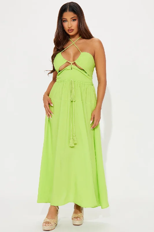 Isla Cut Out Maxi Dress - Lime