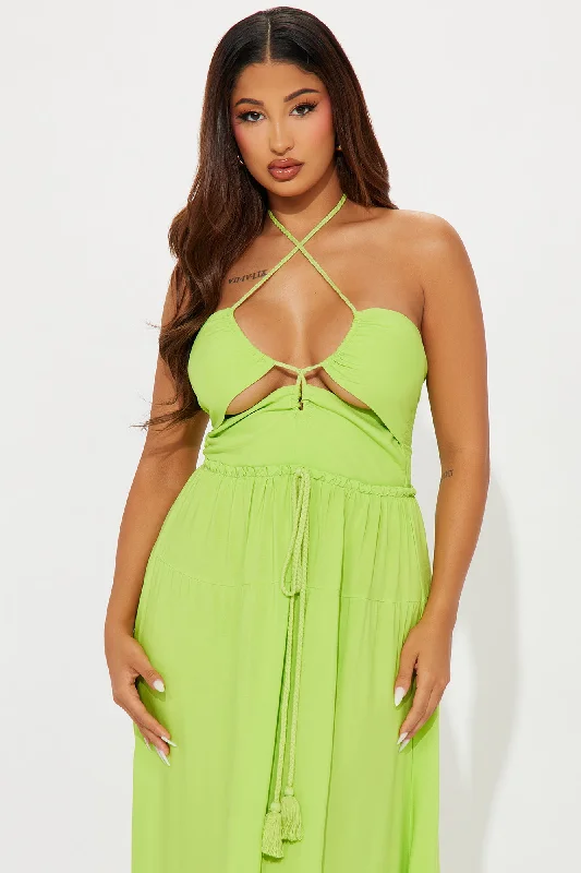 Isla Cut Out Maxi Dress - Lime