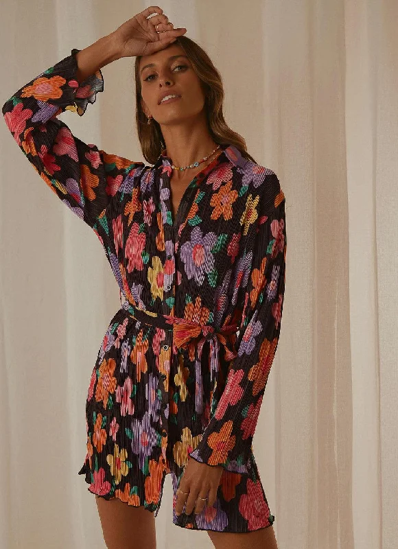 Soho Chic Shirt Dress - Noir Bloom