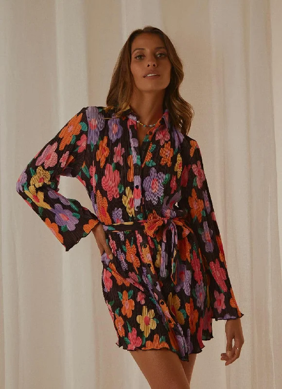 Soho Chic Shirt Dress - Noir Bloom