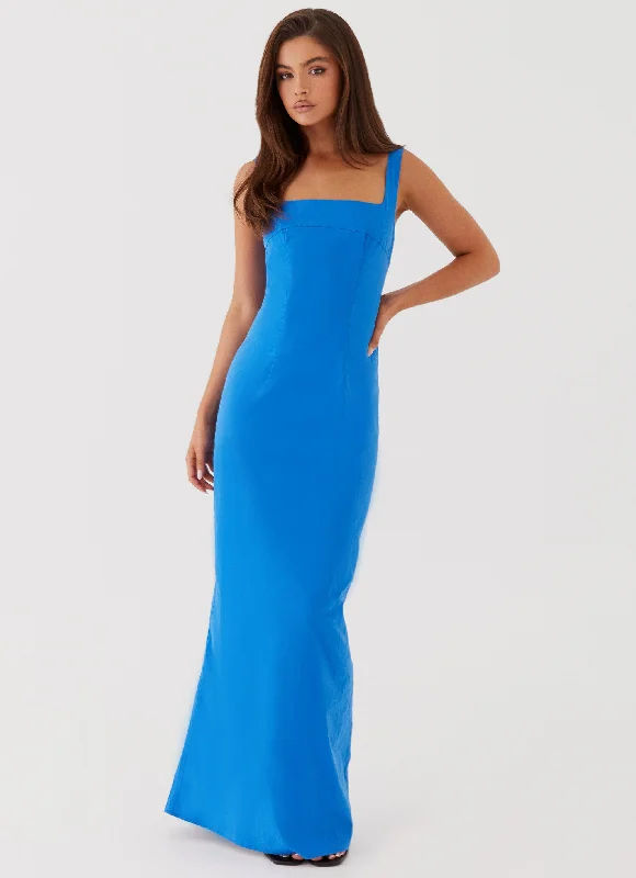 Sonya Square Neck Maxi Dress - Cobalt