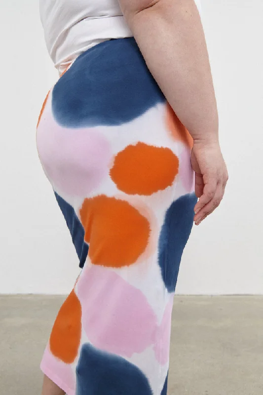 Stam Pencil Skirt Orange/Navy/Pink