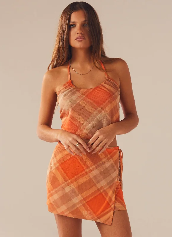 Sunset Feel Scarf Tie Top - Saffron