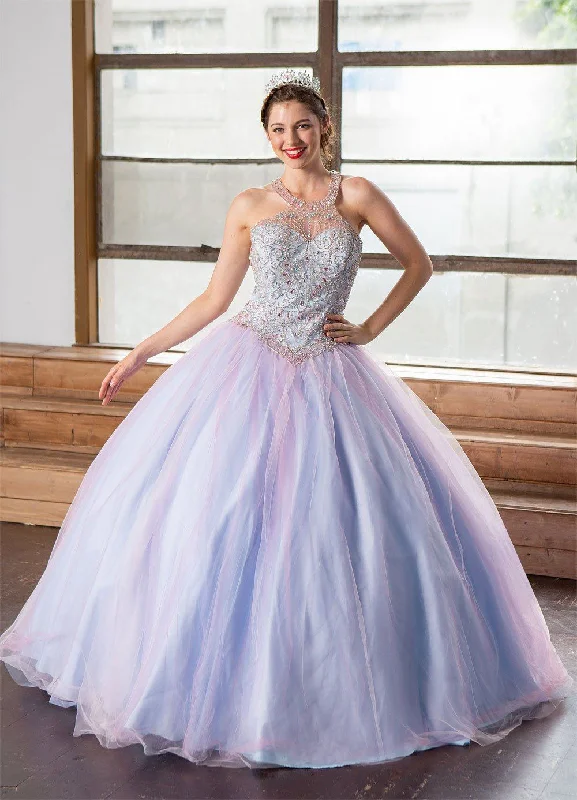 Two-Tone Beaded Halter Quinceanera Dress by Calla KY79398X