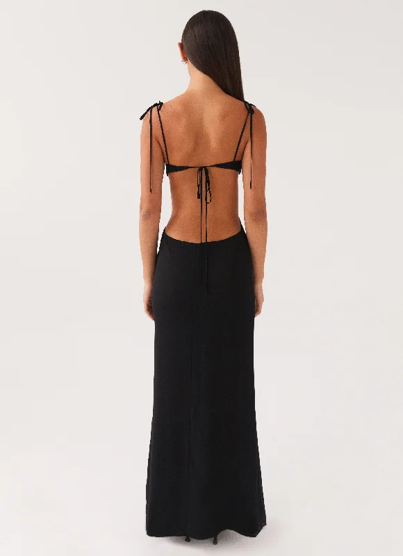 Tyra Ruched Maxi Dress - Black