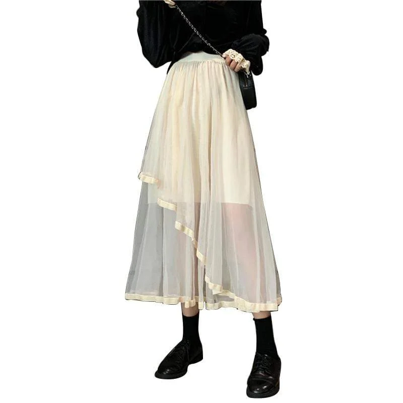 Women's Kawaii Irregular Layered Long Skirt