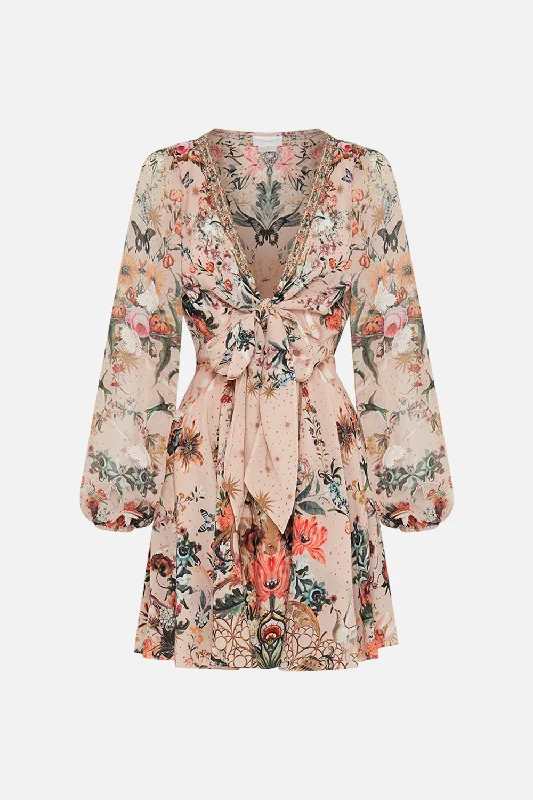 SHORT WRAP TIE DRESS ROSE GARDEN REVOLUTION