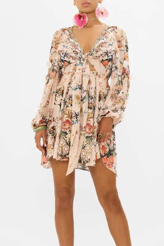 SHORT WRAP TIE DRESS ROSE GARDEN REVOLUTION