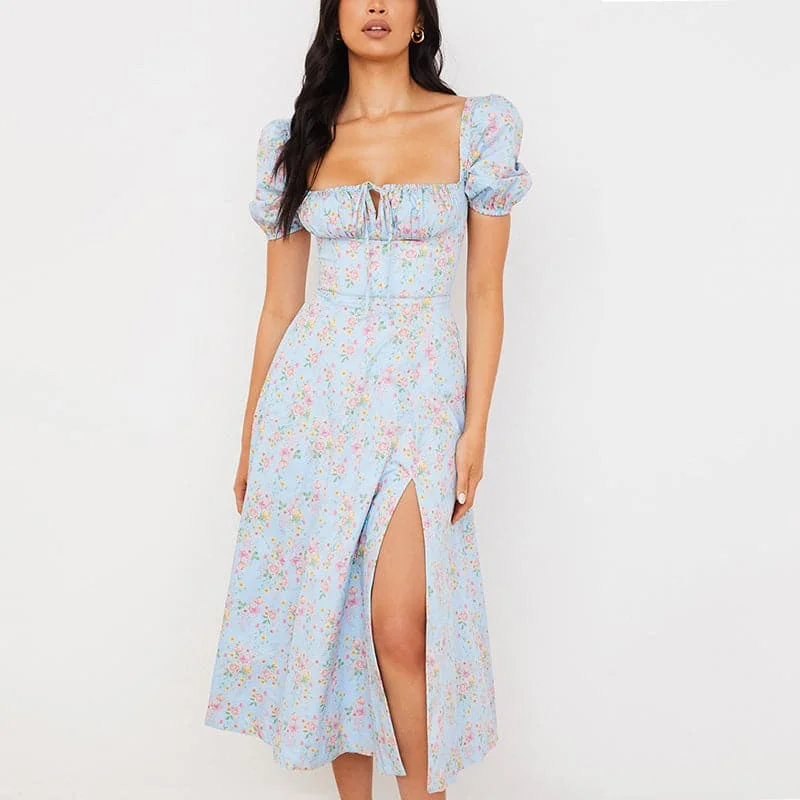 DressBetty - Summer Short Puff Sleeve Flroal Printed Party Dress