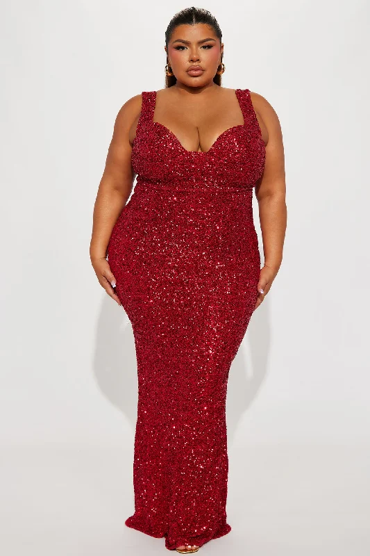 Alora Sequin Maxi Dress - Red