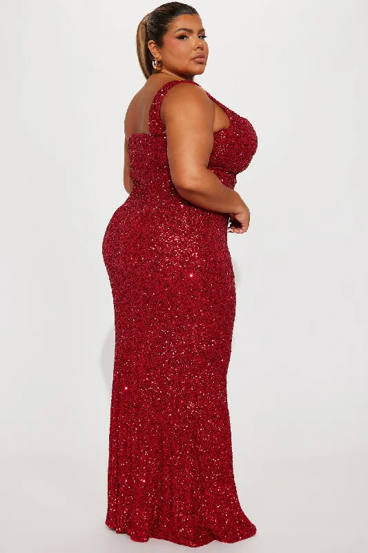 Alora Sequin Maxi Dress - Red