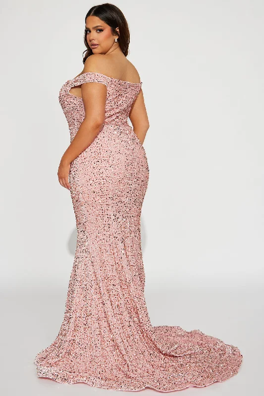 Alora Sequin Maxi Gown - Rose Gold