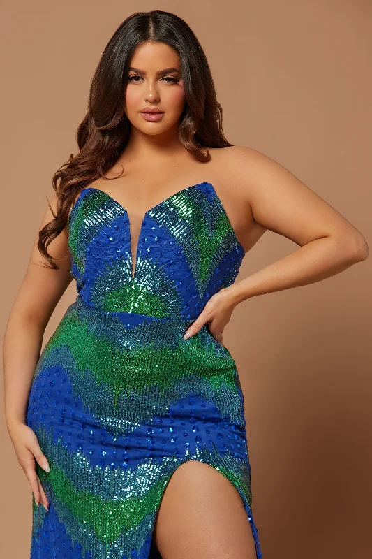 Amelia Sequin Maxi Dress - Blue/combo