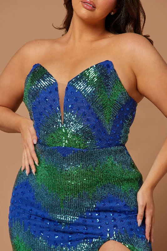 Amelia Sequin Maxi Dress - Blue/combo