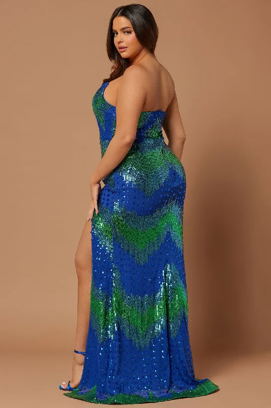 Amelia Sequin Maxi Dress - Blue/combo