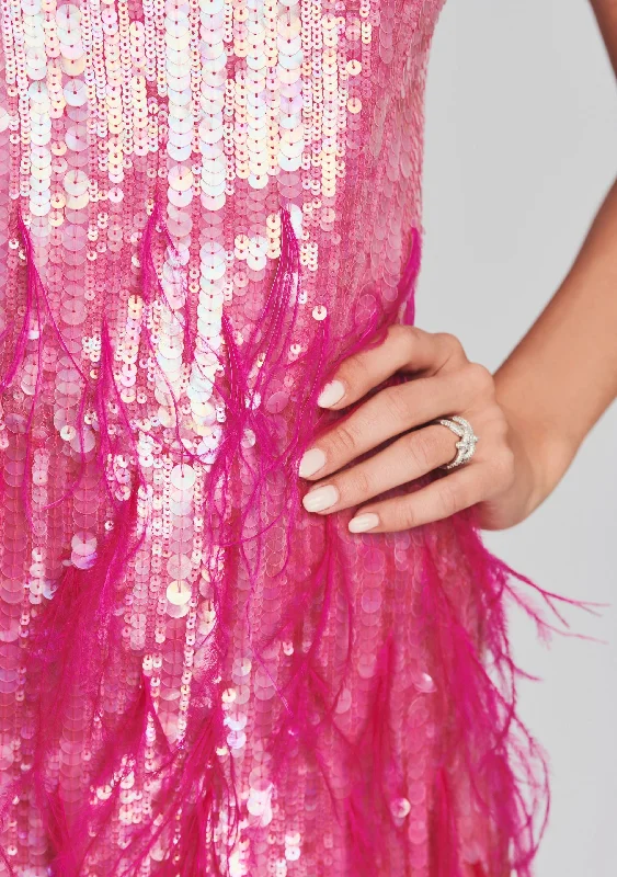 Anastasia Sequin Feather Dress