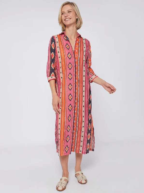 Antonella Midi Dress in Pink Navajo Stripe